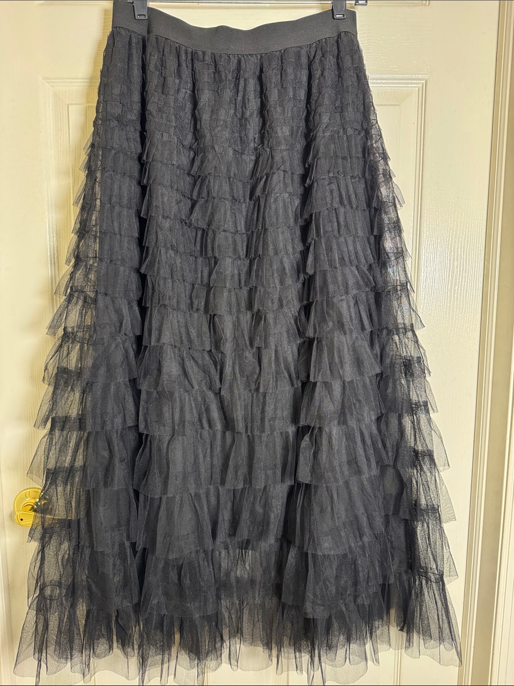 Black Tiered Tulle Gothic Maxi Skirt - Unbranded Sz Large